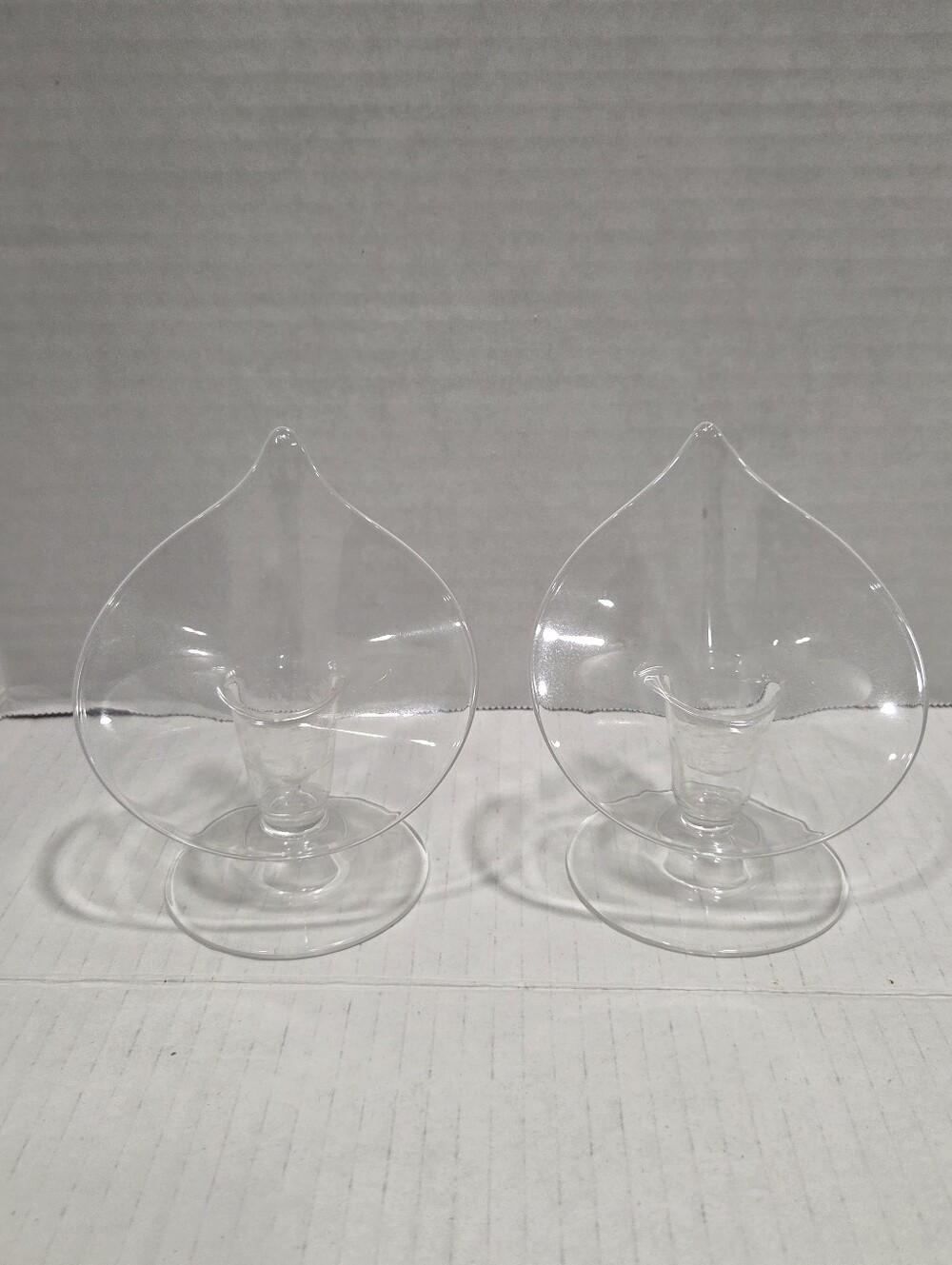 Vintage Jack In The Pulpit Calla Lily Hand Blown Glass Pair Of Candle Holders